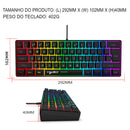 Teclado de membrana de jogo de 61 teclas luzes RGB teclado com fio