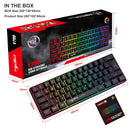 Teclado de membrana de jogo de 61 teclas luzes RGB teclado com fio