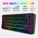 Teclado de membrana de jogo de 61 teclas luzes RGB teclado com fio