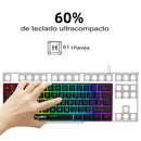Teclado de membrana de jogo de 61 teclas luzes RGB teclado com fio
