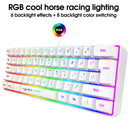 Teclado de membrana de jogo de 61 teclas luzes RGB teclado com fio