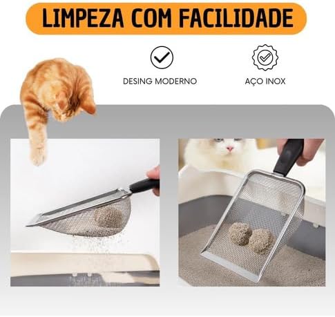 Pá Metálica Resistente para Areia de Gato