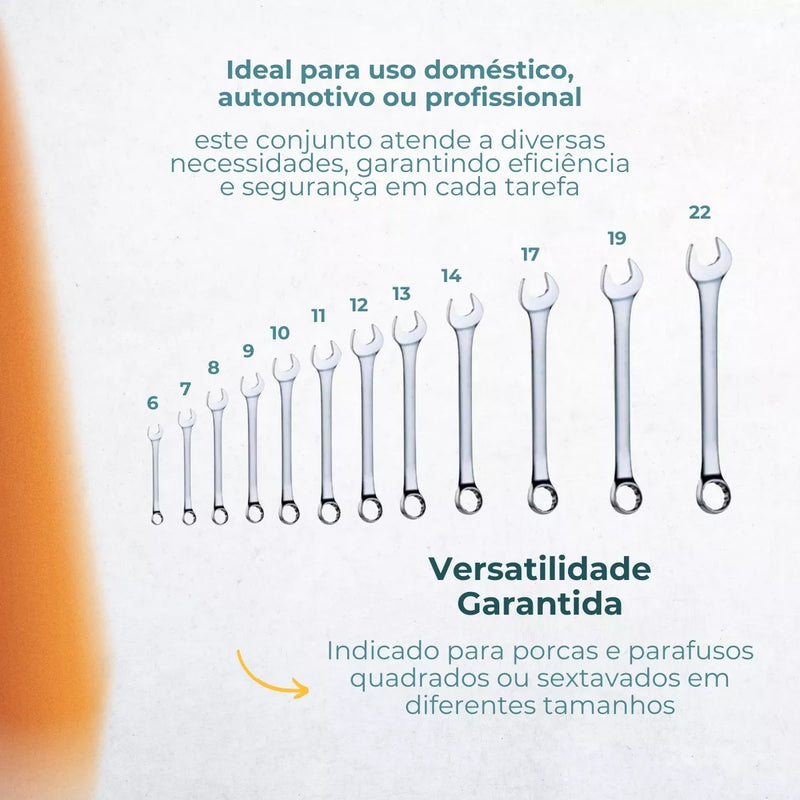 Jogo Chave Combinada 12 Pç 6mm A 22mm - Starfer