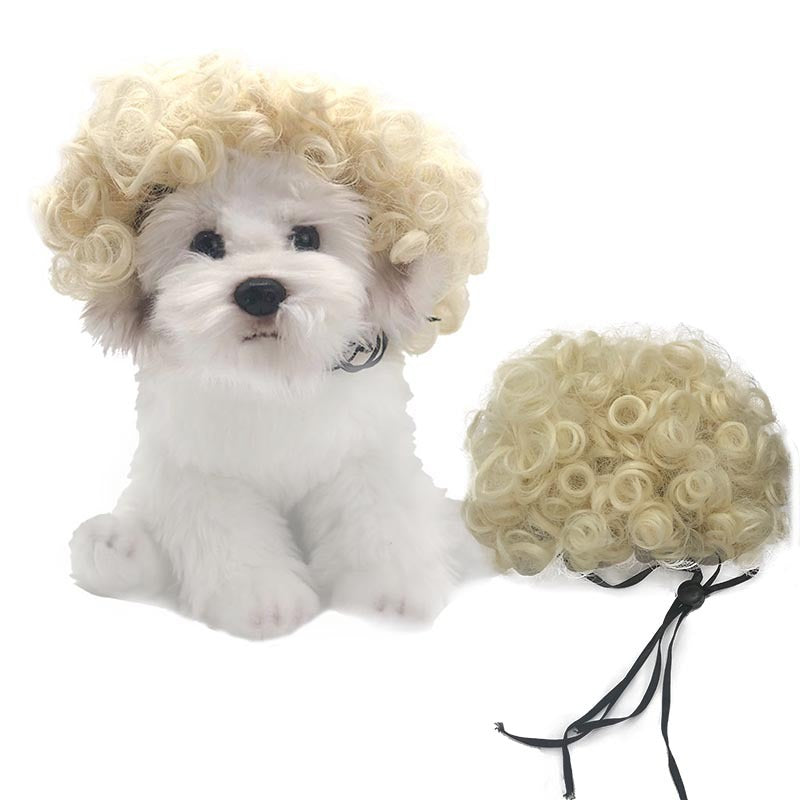 Peruca para animais de estimação, peruca para cães, cabelo encaracolado, cabelo liso, peruca de gato